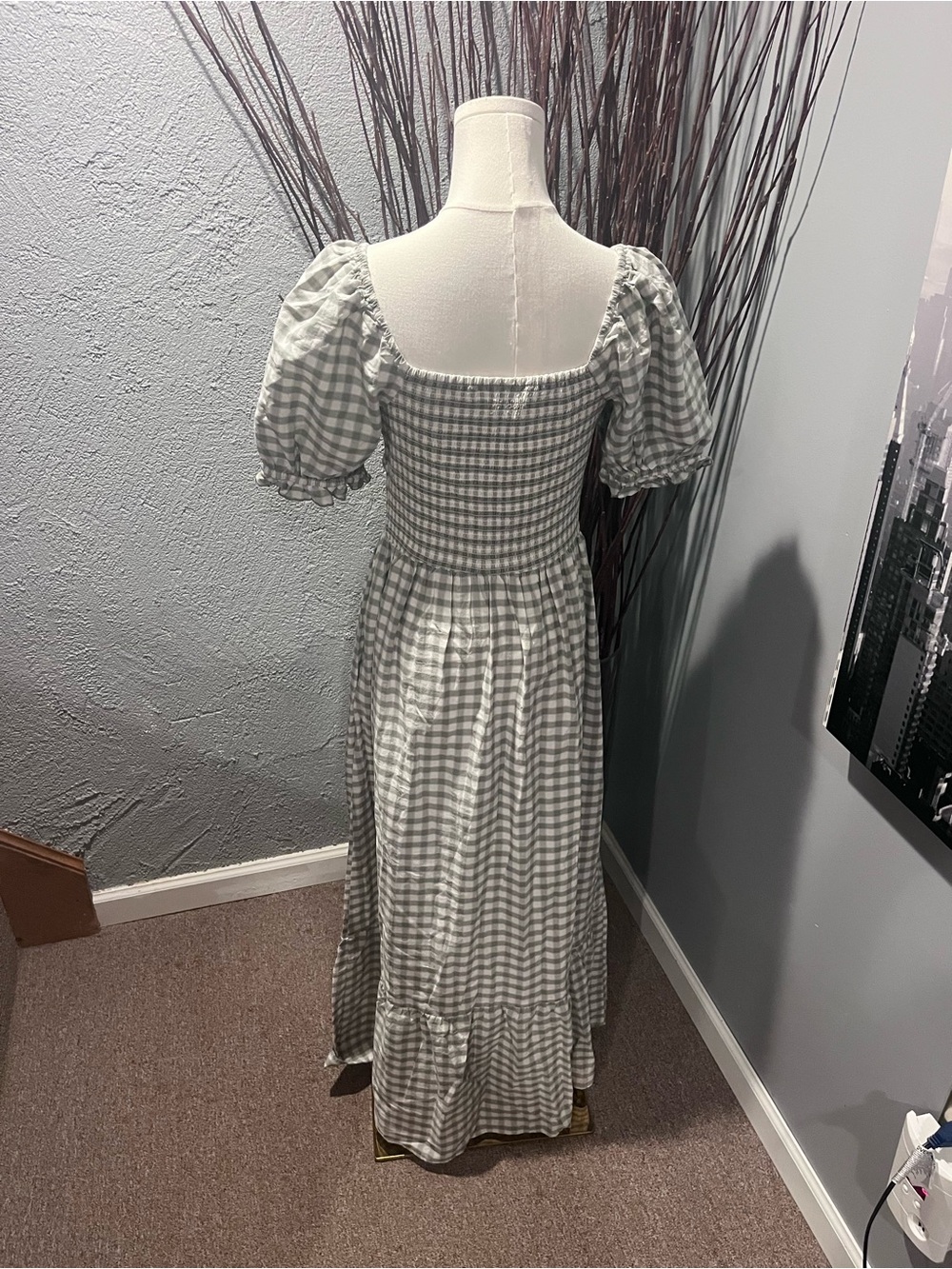 🌺UNIVERSAL THREAD GREEN AND WHITE GINGHAM MAXI DRESS SIZE SMALL🌺 - Picture 3 of 6